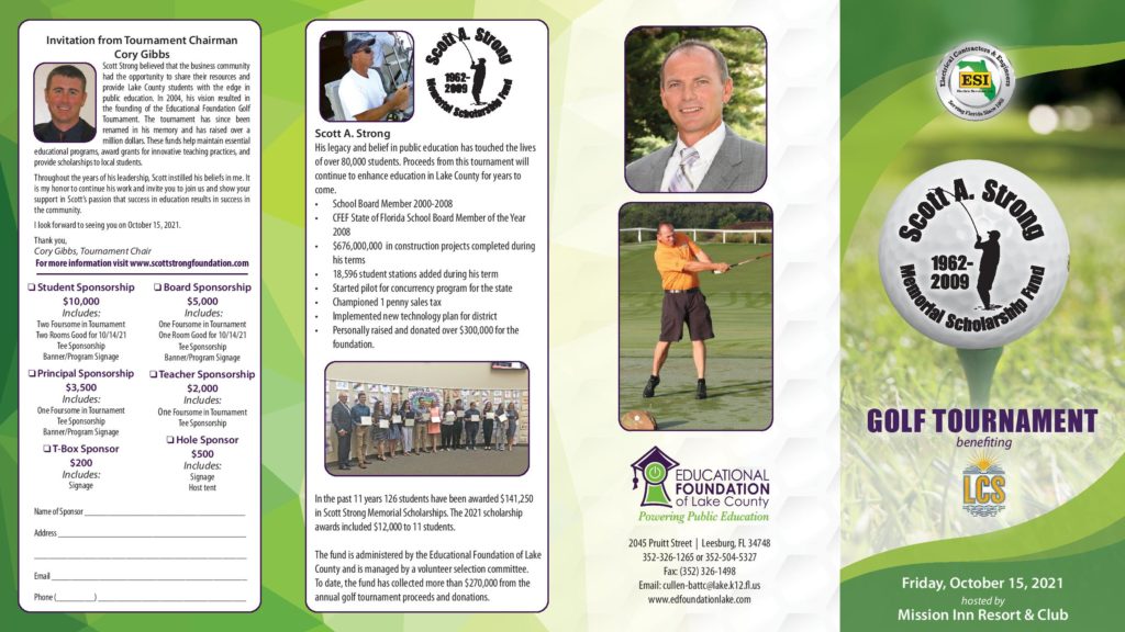 2021 Scott Strong Memorial Golf Tournament Brochure