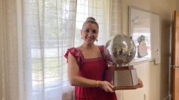 Shaunna Purdy with Mirror Ball Trophy
